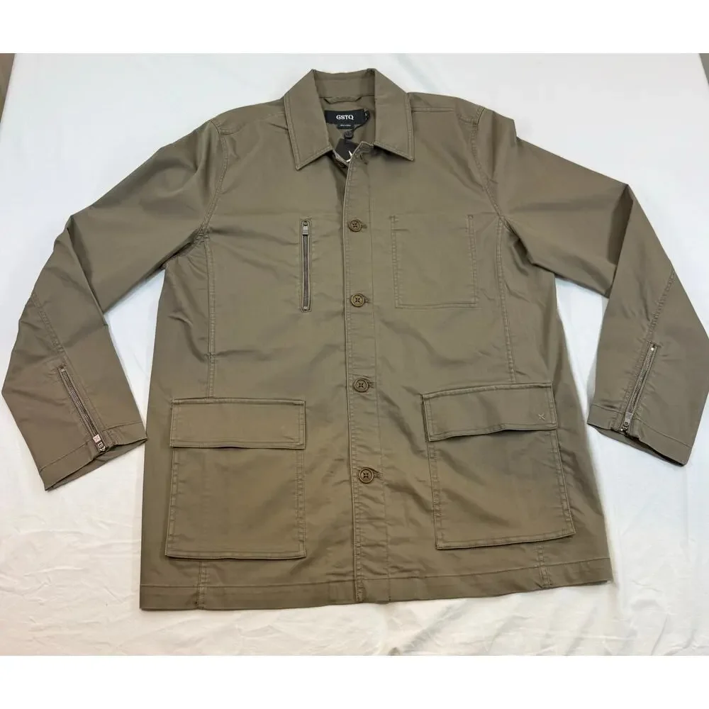 GSTQ Taupe Canteen Utility Jacket NWT Size Large Minimalist Military Chore Coat - Picture 3 of 12